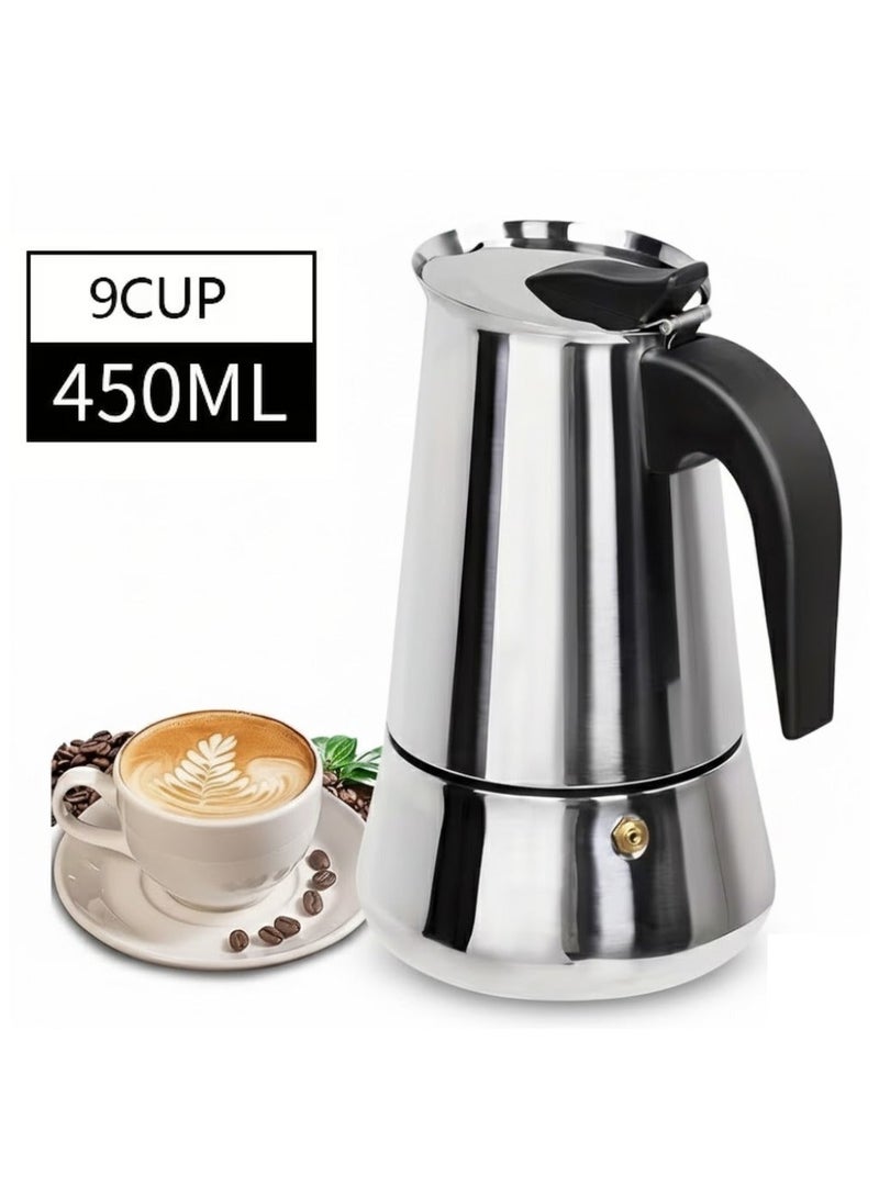 AMM 9 Cups Stovetop Espresso Maker, Moka Pot - Image 1